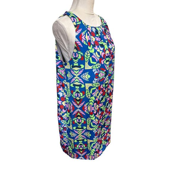 Mara Hoffman Blue Green Red Printed Sleeveless Keyhole Mini Dress - 8 - Picture 5 of 10